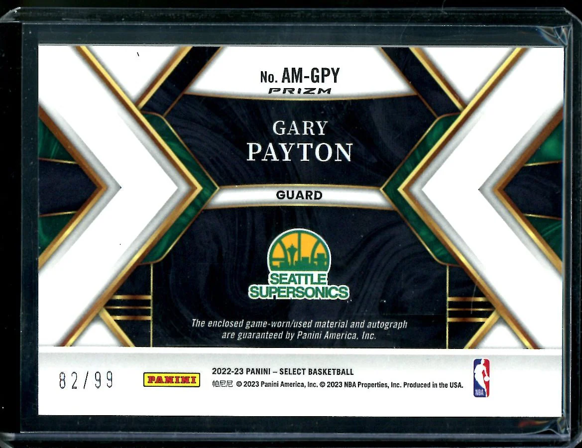 2022-23 Panini Select Gary Payton Patch Auto Sonics - Image 2