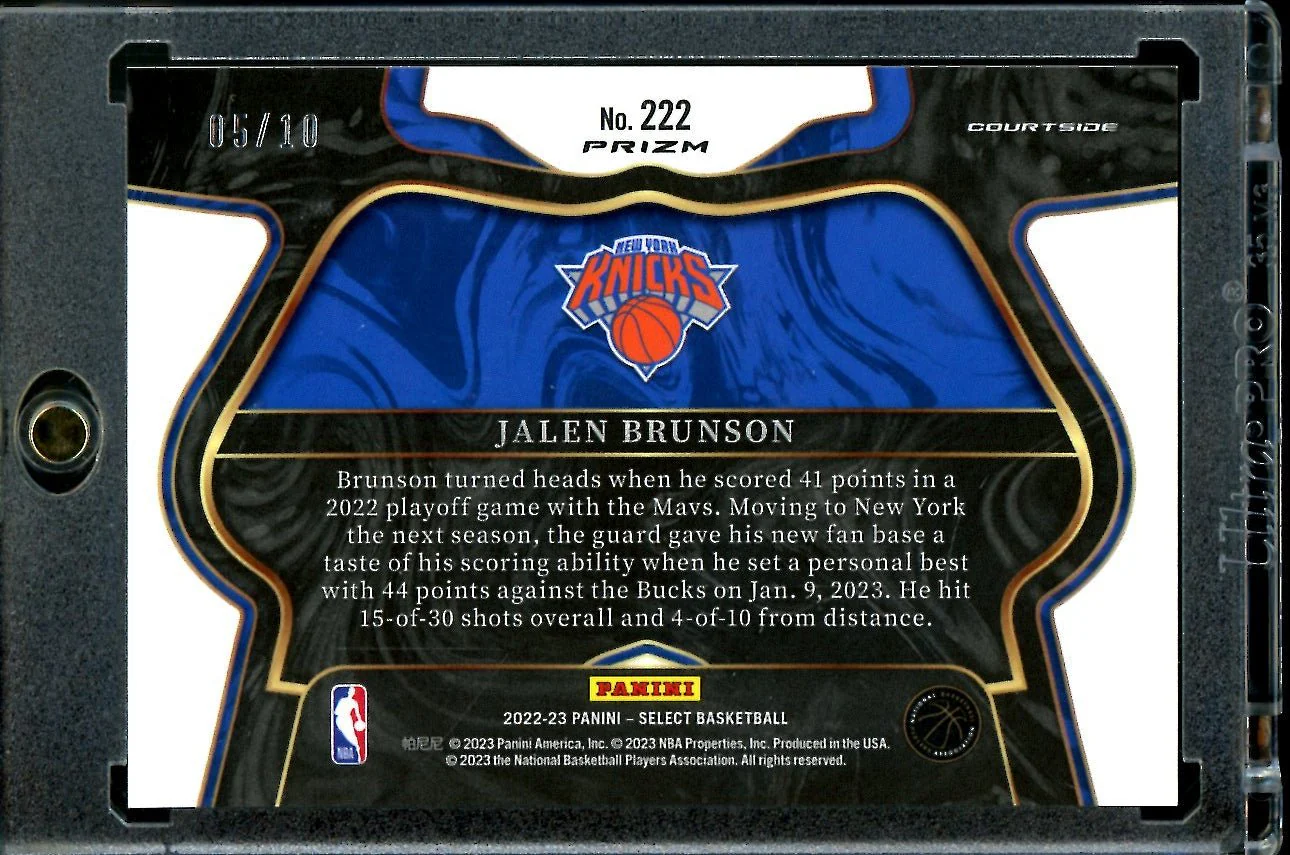 2022-23 Panini Select Jalen Brunson Courtside Gold Shimmer /10 Knicks - Image 2
