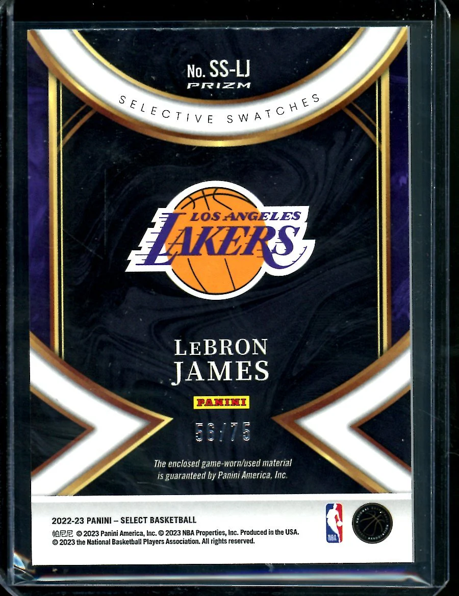 2022/23 Panini Select LeBron James Patch Blue /75 Lakers - Image 2