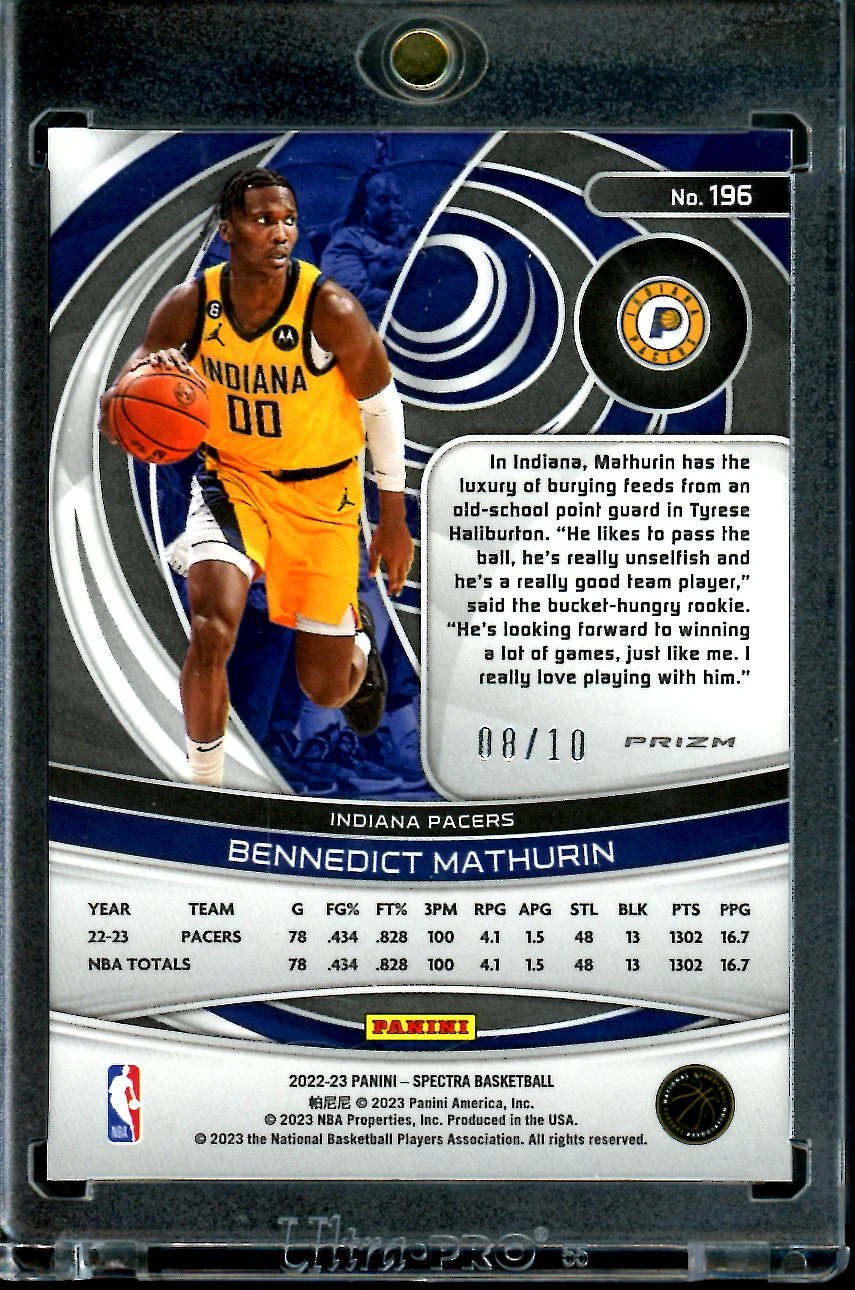 2022-23 Panini Spectra Bennedict Mathurin Rookie Gold /10 Pacers - Image 2