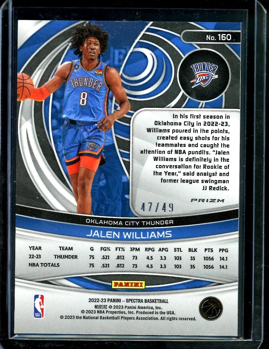 2022-23 Panini Spectra Jalen Williams Rookie Astral /49 Thunder - Image 2