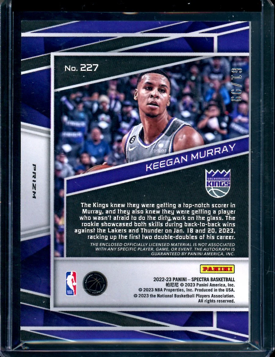 2022-23 Panini Spectra Keegan Murray Rookie RPA Celestial /99 Kings - Image 2