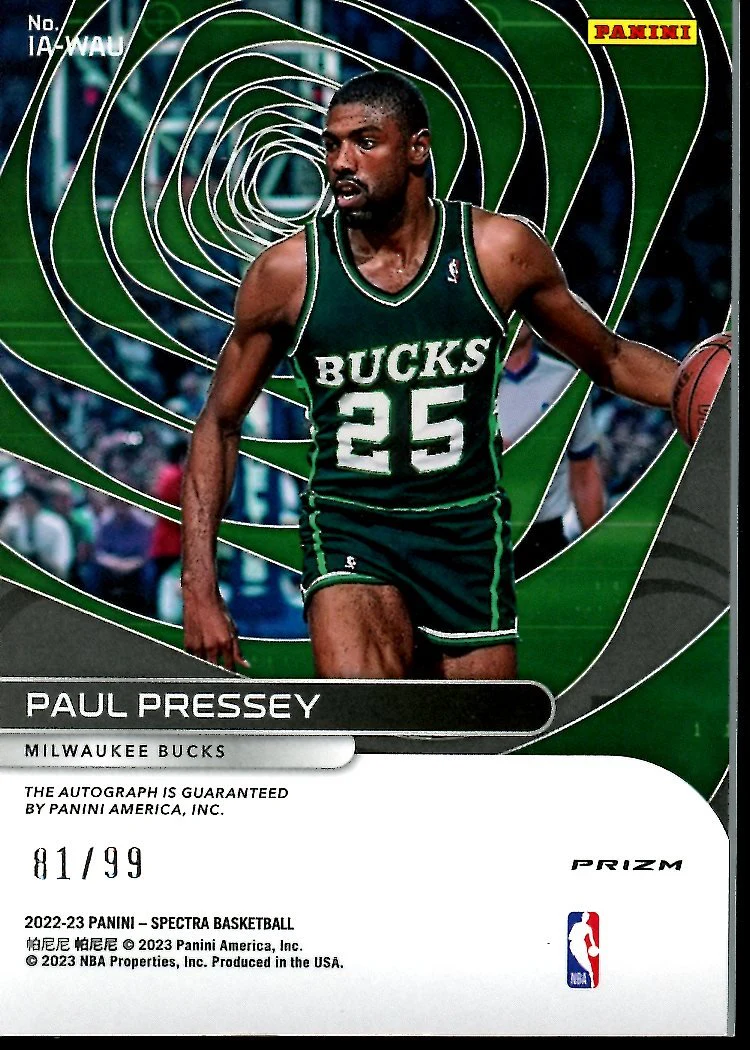 2022-23 Panini Spectra Paul Pressey Icons Auto /99 Bucks - Image 2
