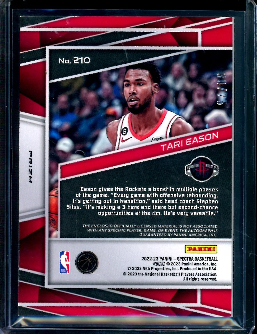 2022/23 Panini Spectra Tari Eason Rookie RPA /75 Rockets - Image 2