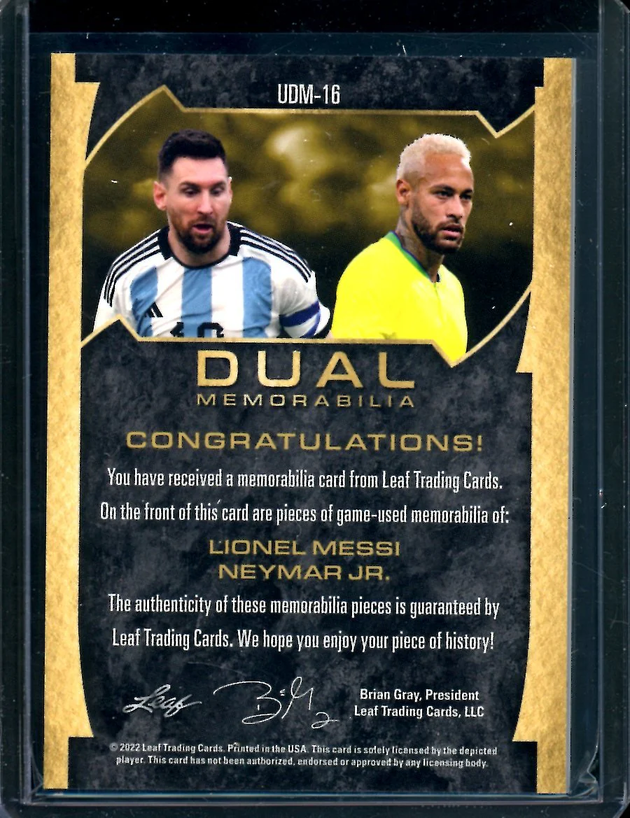 2022 Leaf Ultimate Soccer Lionel Messi/Neymar Jr. Dual Patch /20 - Image 2