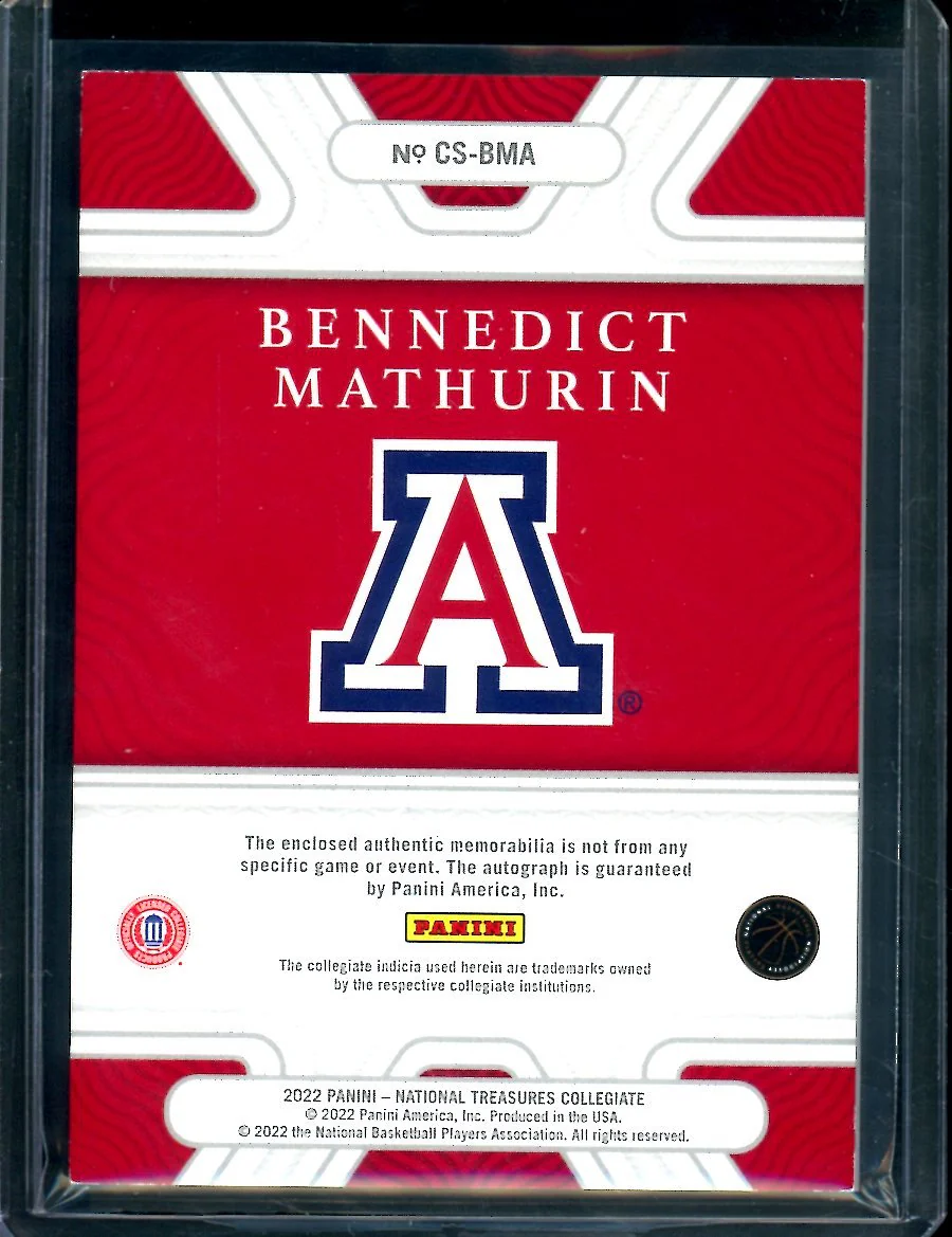 2022/23 National Treasures Collegiate Bennedict Mathurin Rookie RPA Gold /10 Pacers - Image 2