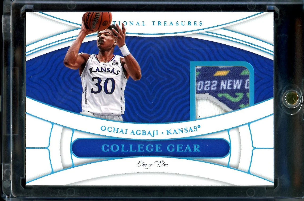2022/23 National Treasures Collegiate Ochai Agbaji College Gear Patch 1/1 Kansas