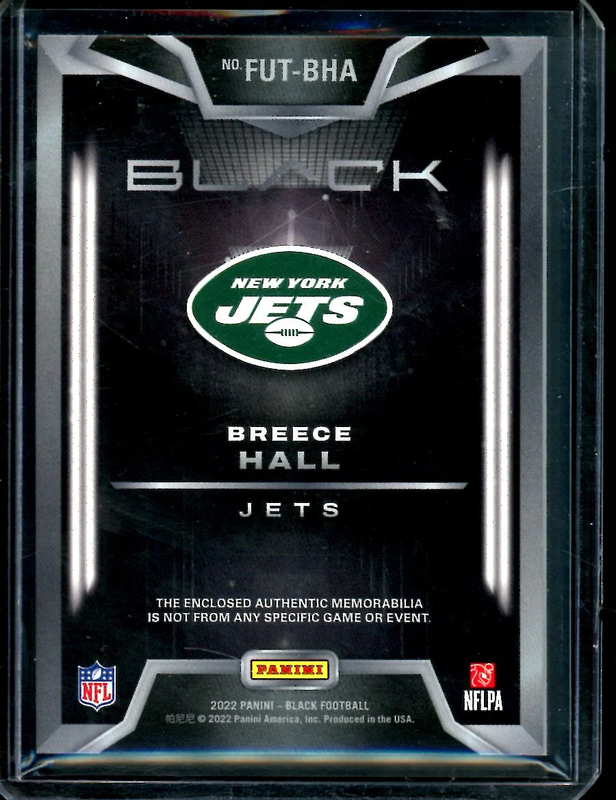 2022 Panini Black Breece Hall Rookie Patch /50 Jets - Image 2