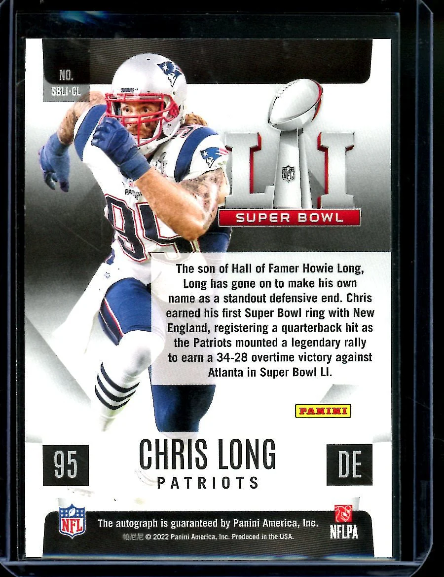 2022 Panini Chris Long Super Bowl Auto Patriots - Image 2