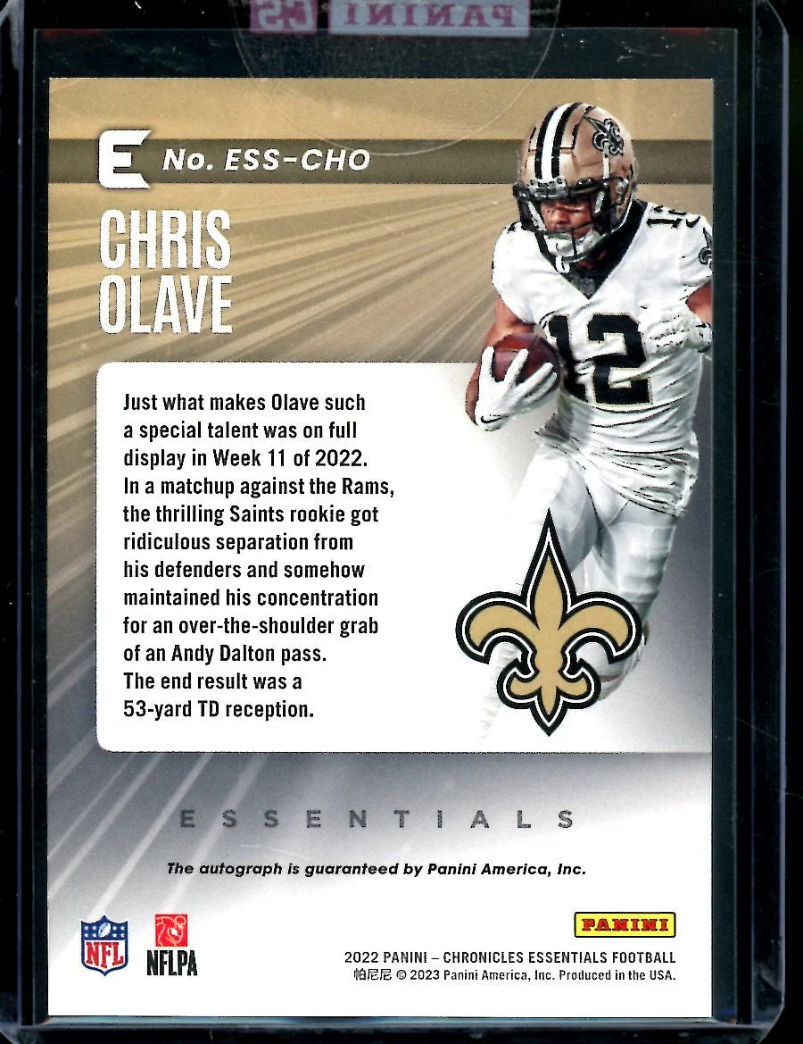 2022 Panini Chronicles Essentials Chris Olave Rookie Auto /99 Saints - Image 2