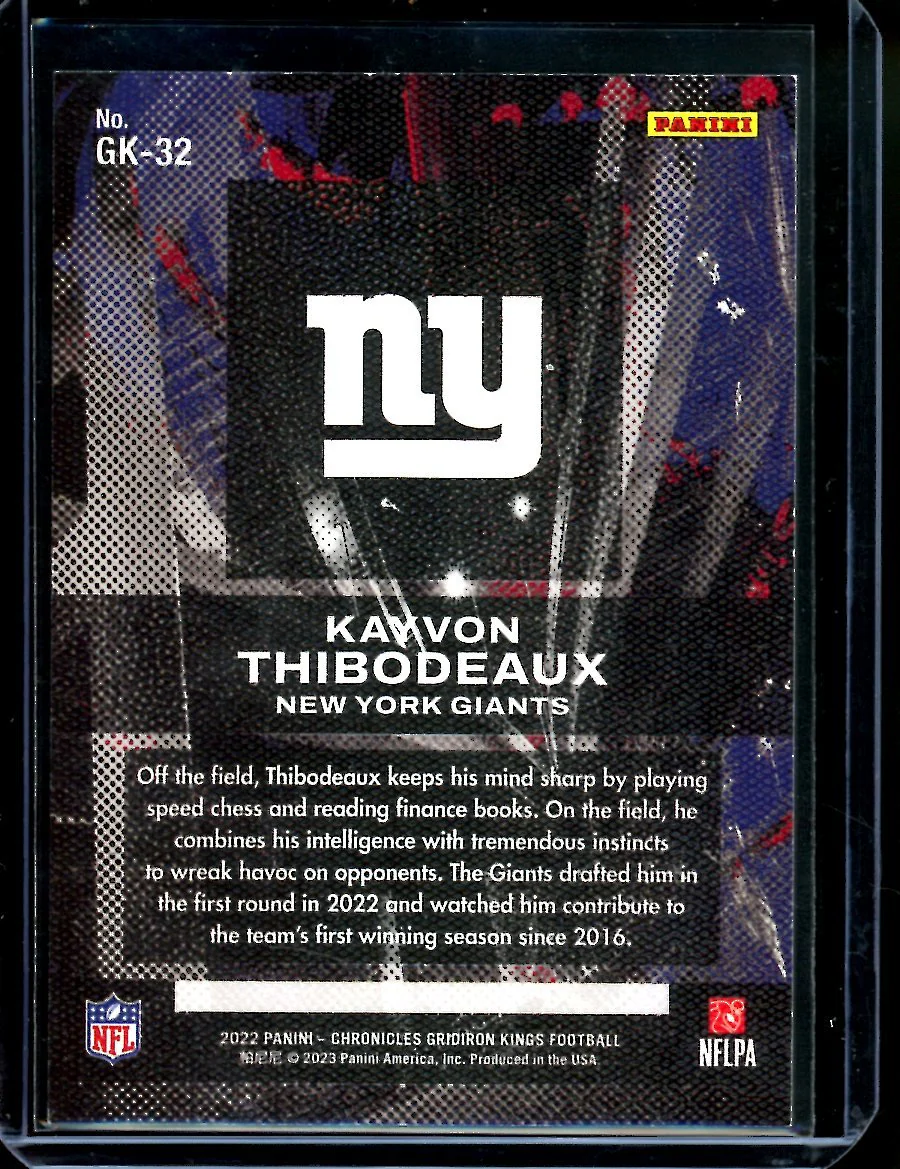 2022 Panini Chronicles Gridiron Kings Kayvon Thibodeaux Gold /10 Giants - Image 2