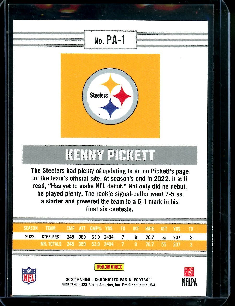 2022 Panini Chronicles Panini Kenny Pickett Rookie /35 Steelers - Image 2