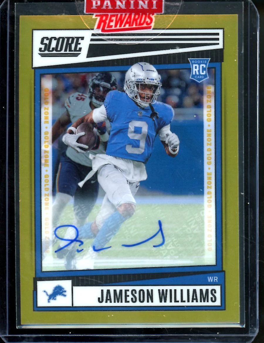 2022 Panini Chronicles Score Jameson Williams Rookie Auto Gold Zone /50 Lions