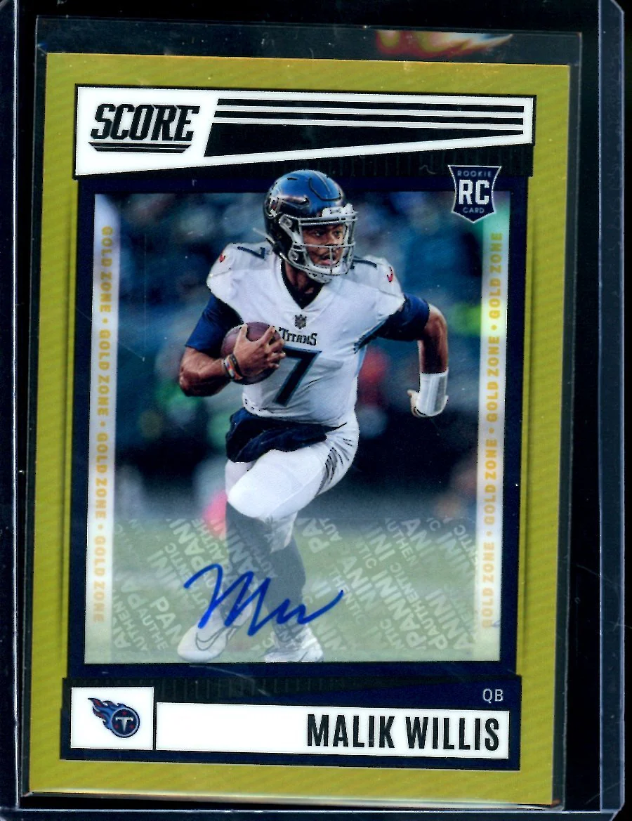 2022 Panini Chronicles Score Malik Willis Rookie Auto Gold /50 Titans