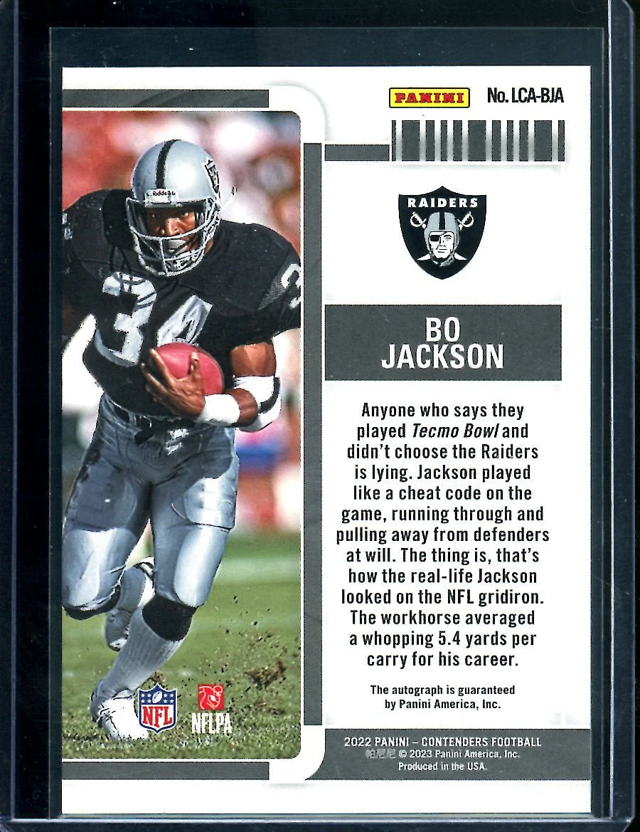 2022 Panini Contenders Bo Jackson Legendary Auto /49 Raiders - Image 2