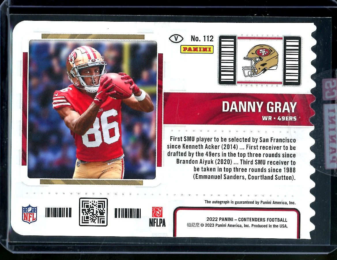 2022 Panini Contenders Danny Gray Rookie Ticket Variation Auto /86 49ers - Image 2