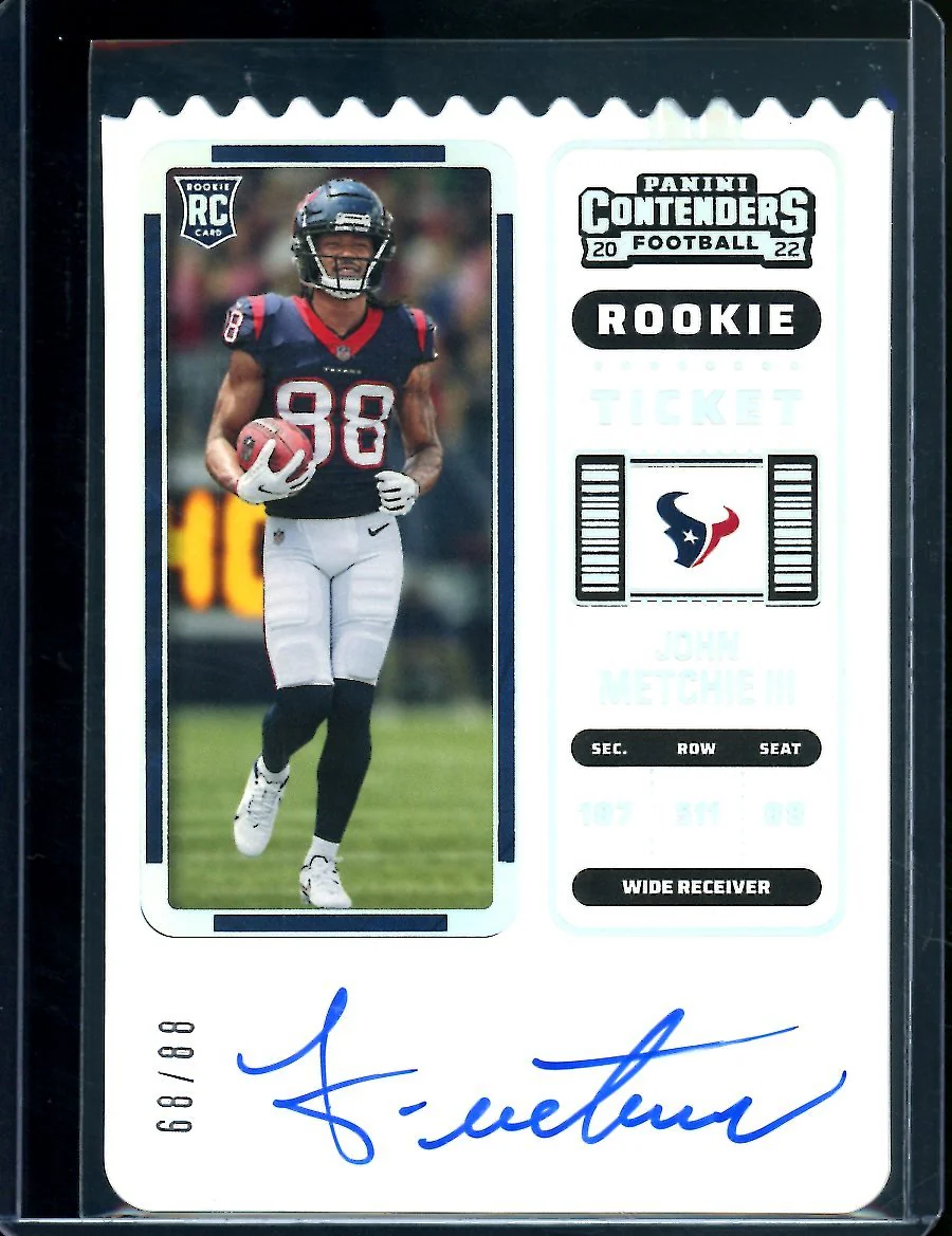 2022 Panini Contenders John Metchie III Rookie Ticket Stub Auto /88 Texans