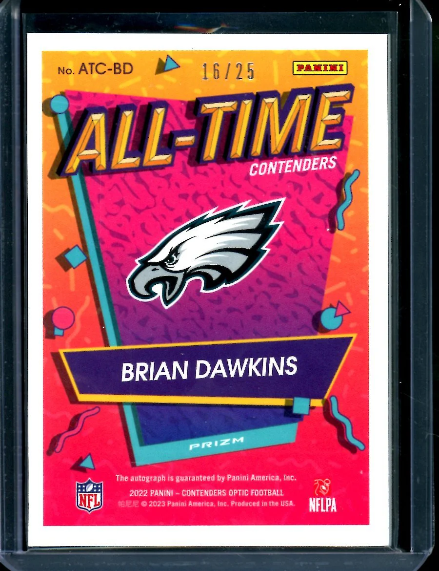 2022 Panini Contenders Optic Brian Dawkins All-Time Contenders Auto Orange /25 Eagles - Image 2