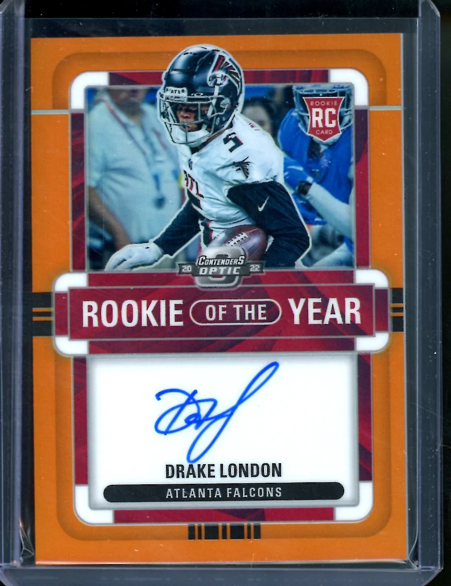 2022 Panini Contenders Optic Drake London Rookie of the Year Auto Orange /35 Falcons