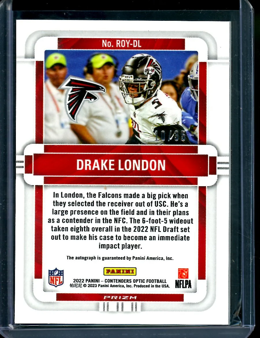 2022 Panini Contenders Optic Drake London Rookie of the Year Auto Orange /35 Falcons - Image 2