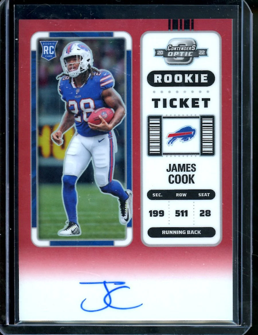 2022 Panini Contenders Optic James Cook Rookie Auto Red /149 Bills