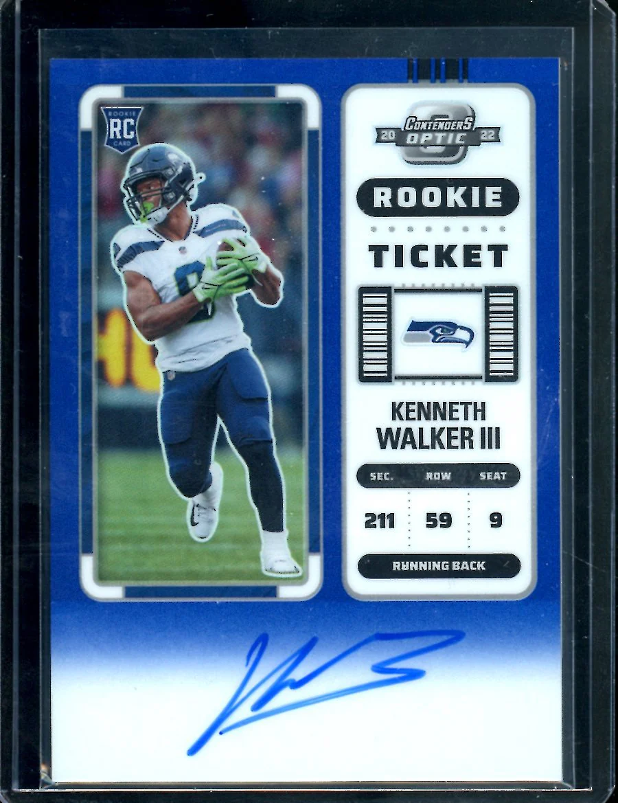 2022 Panini Contenders Optic Kenneth Walker III Rookie Auto Blue /99 Seahawks