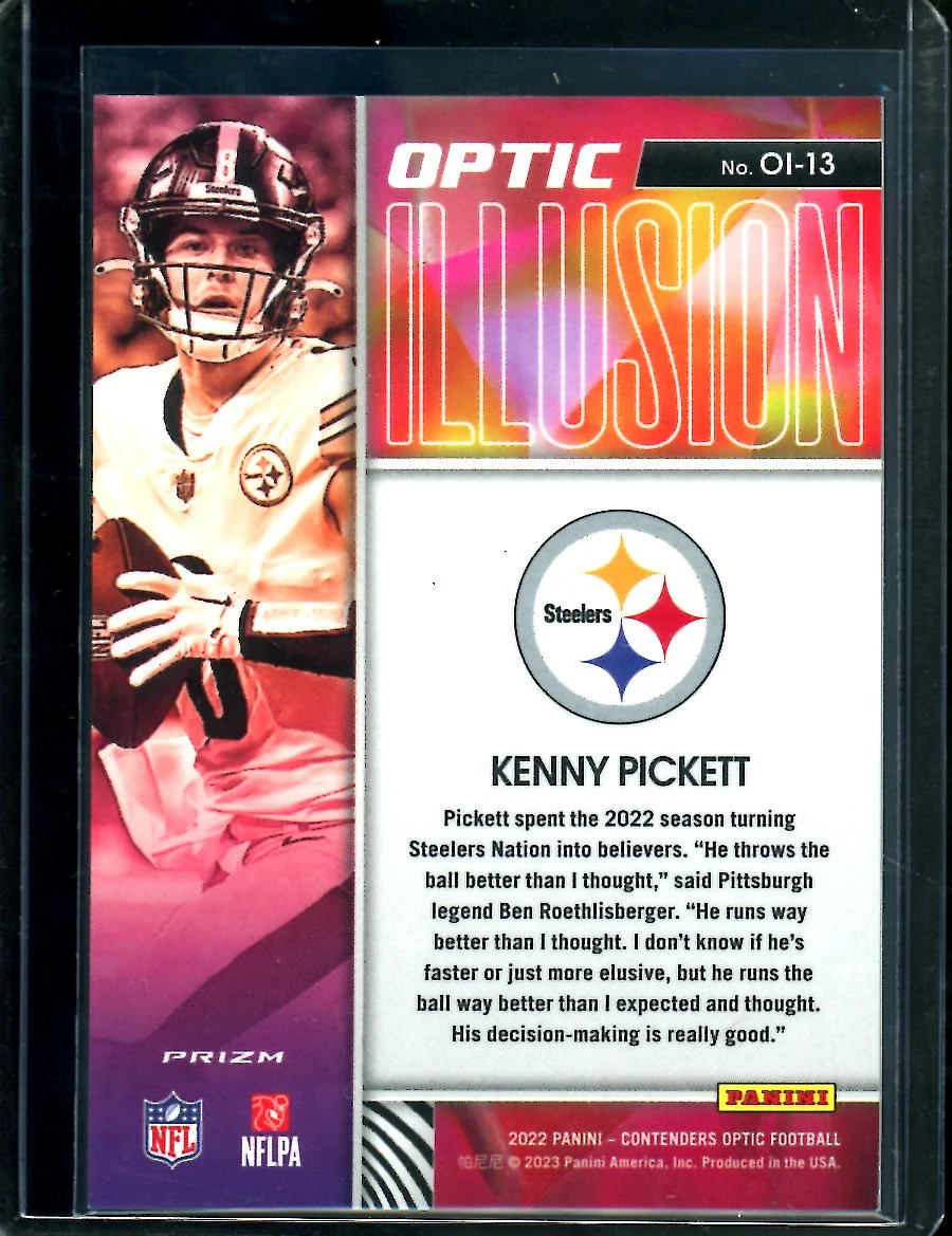 2022 Panini Contenders Optic Kenny Pickett Rookie Optic Illusion Steelers - Image 2