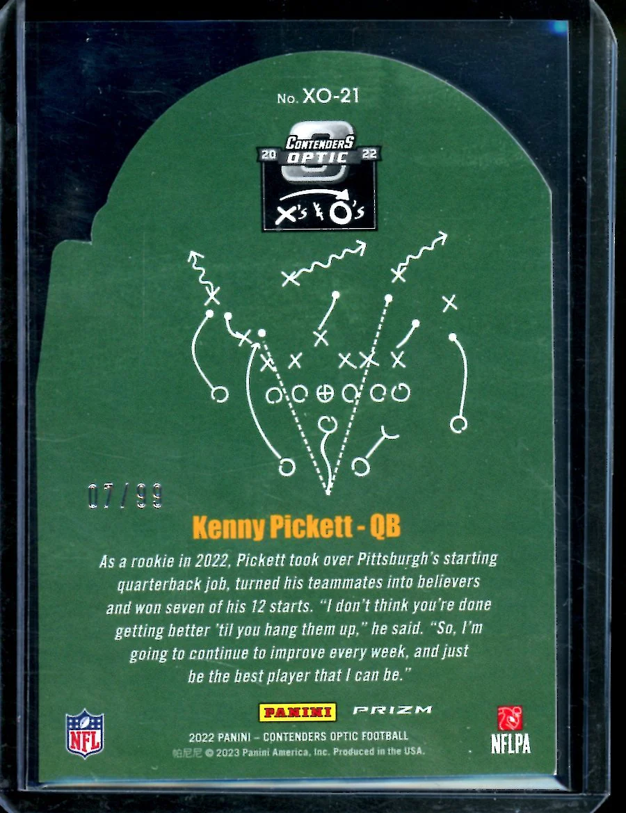 2022 Panini Contenders Optic Kenny Pickett Rookie X's & O's Blue /99 Steelers - Image 2