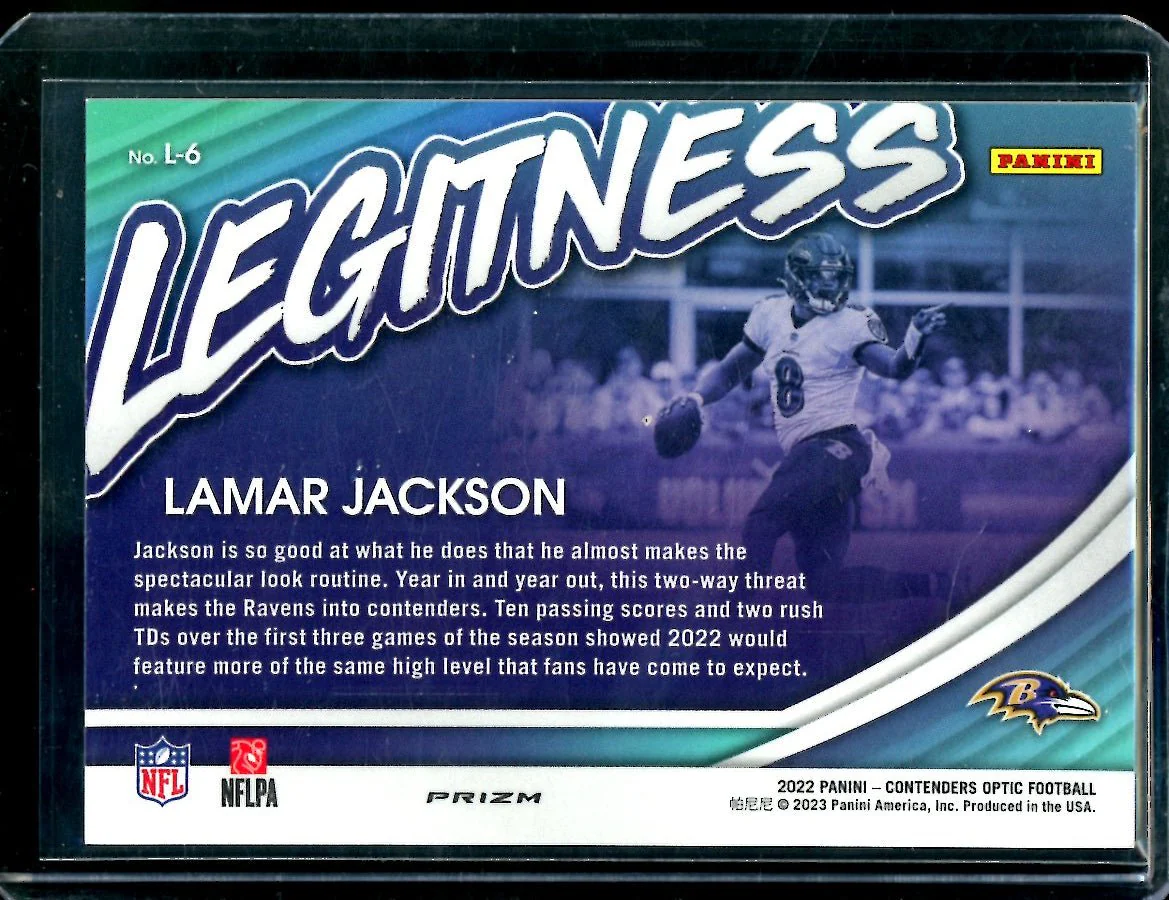 2022 Panini Contenders Optic Lamar Jackson Legitness SSP Ravens - Image 2