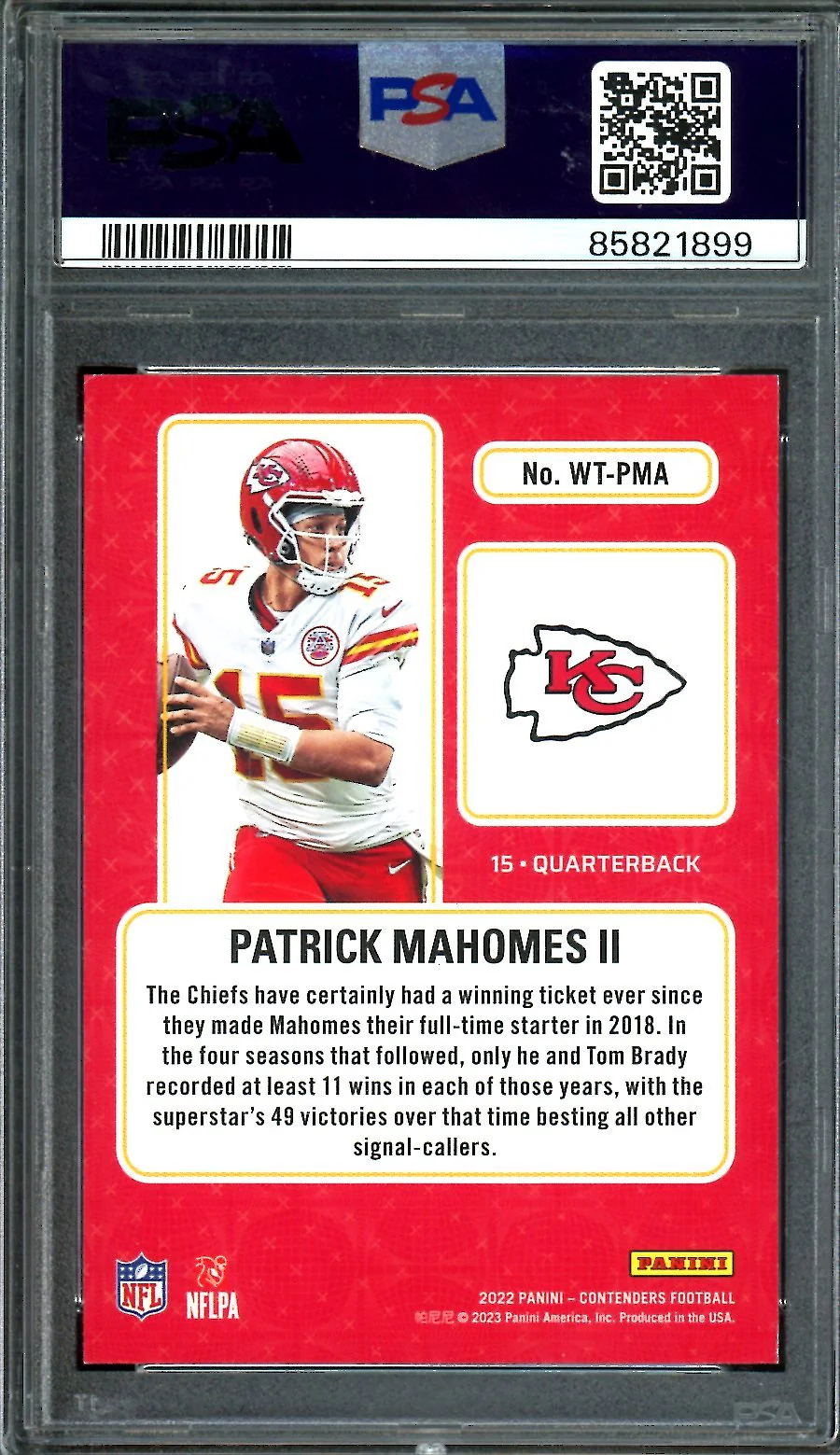 2022 Panini Contenders Patrick Mahomes Winning Ticket /99 PSA 8 Chiefs - Image 2