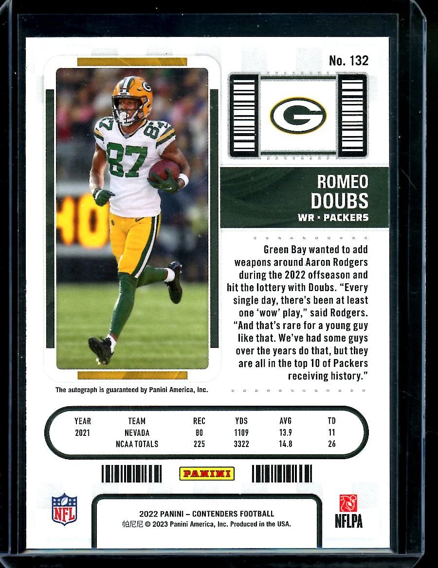 2022 Panini Contenders Romeo Doubs Rookie Championship Ticket Auto /49 Packers - Image 2