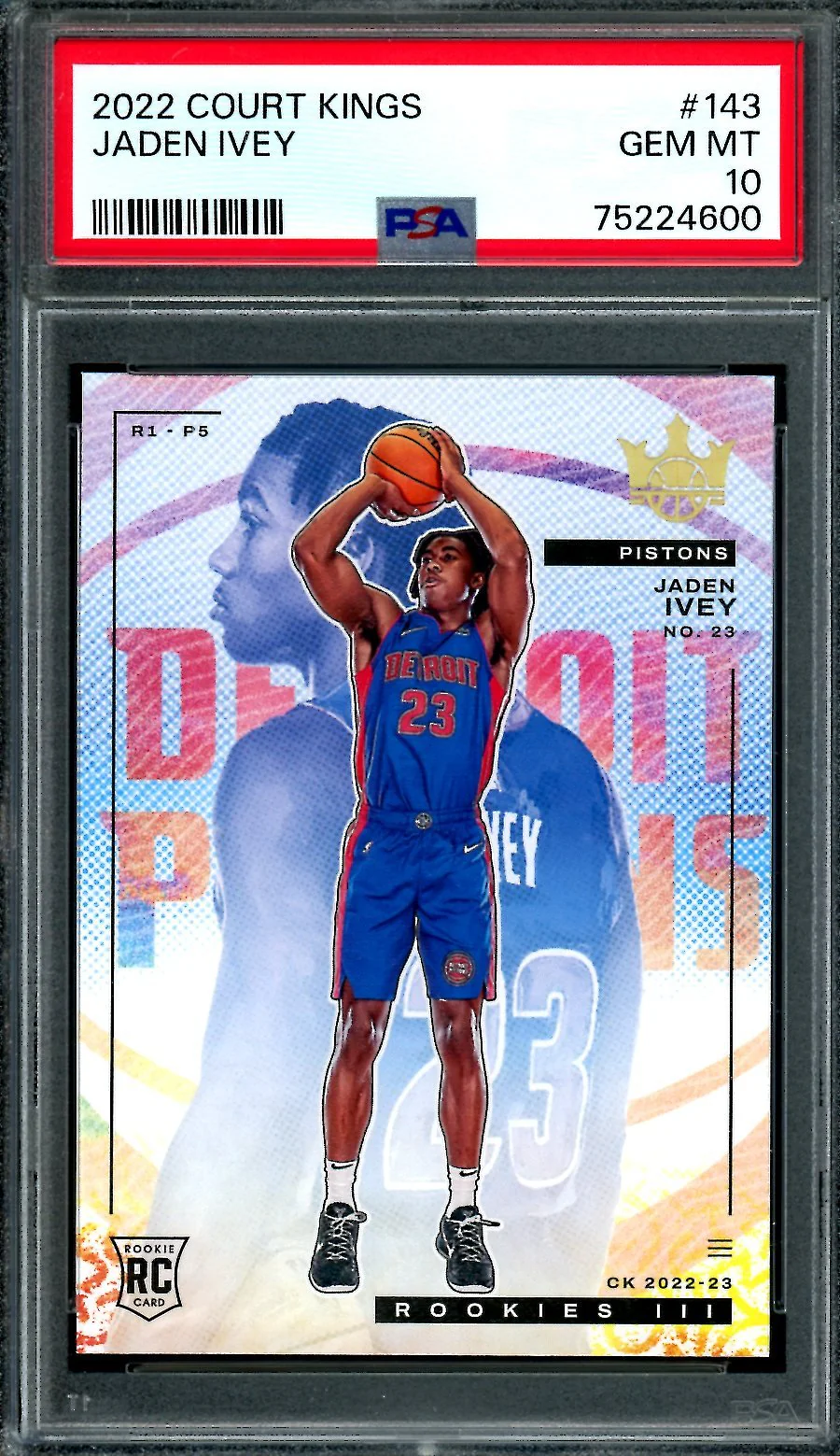 2022/23 Panini Court Kings Jaden Ivey Rookie #143 PSA 10 Pistons