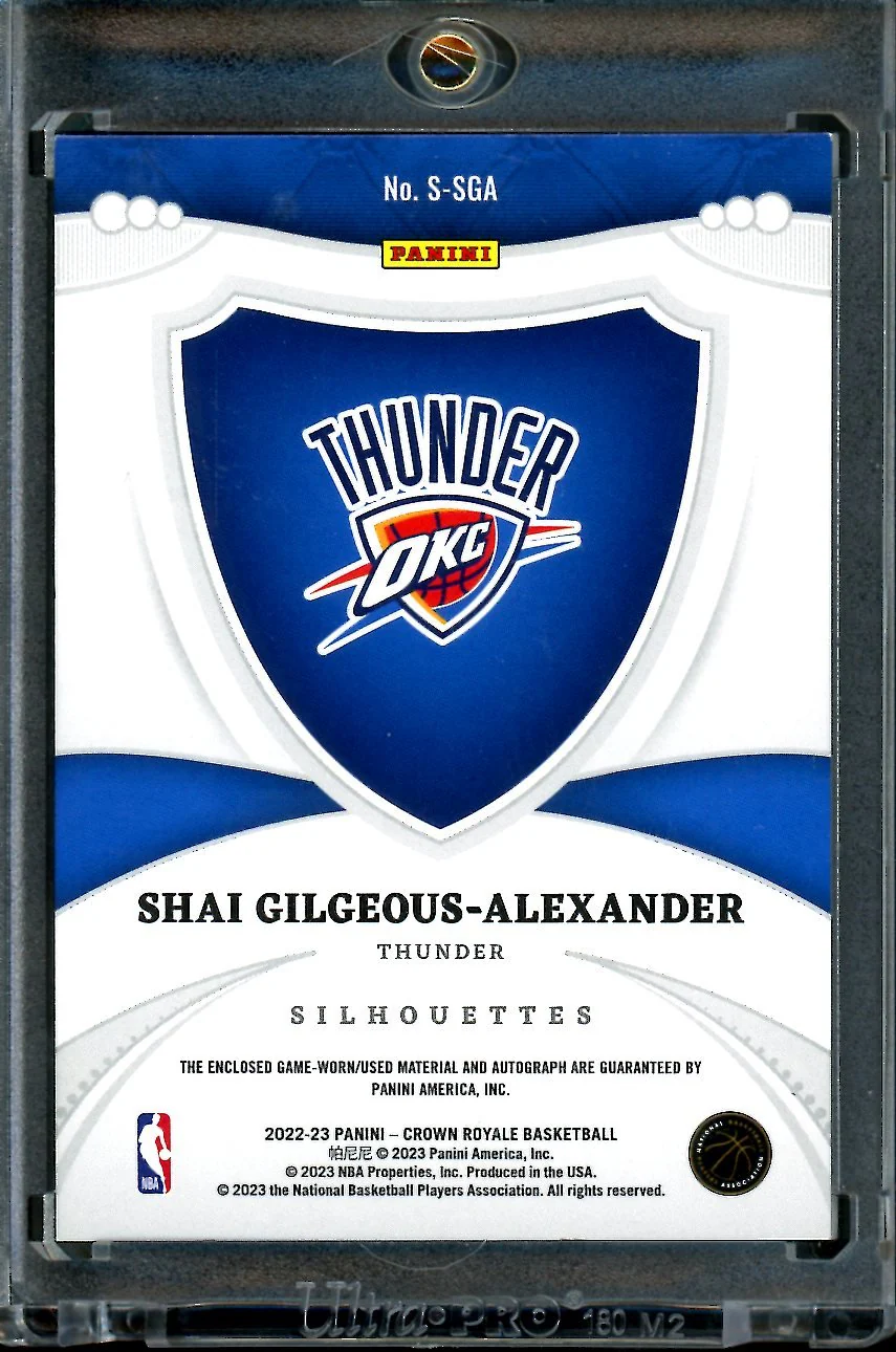 2022/23 Panini Crown Royale Shai Gilgeous-Alexander Silhouettes Patch Auto /10 Thunder - Image 2