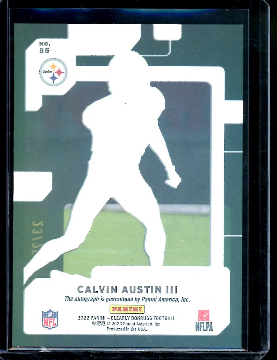 2022 Panini Donruss Clearly Calvin Austin III Rookie Auto Green /25 Steelers - Image 2