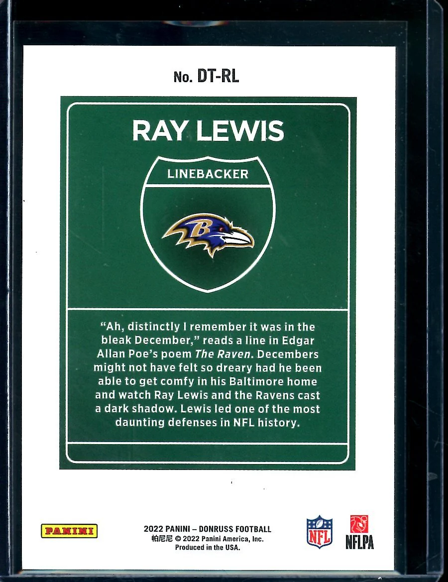2022 Panini Donruss Ray Lewis Downtown SSP Ravens - Image 2