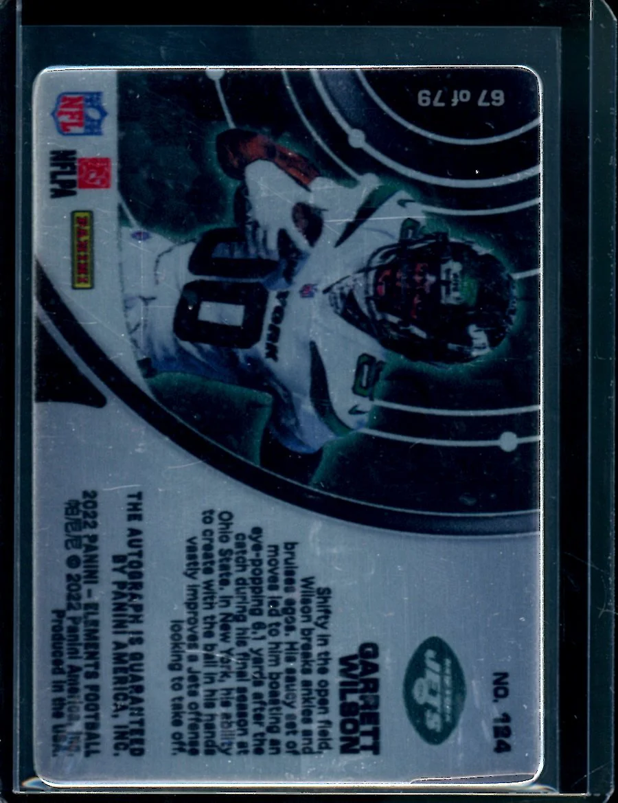 2022 Panini Elements Garrett Wilson Rookie Steel Signatures Auto /79 Jets - Image 2