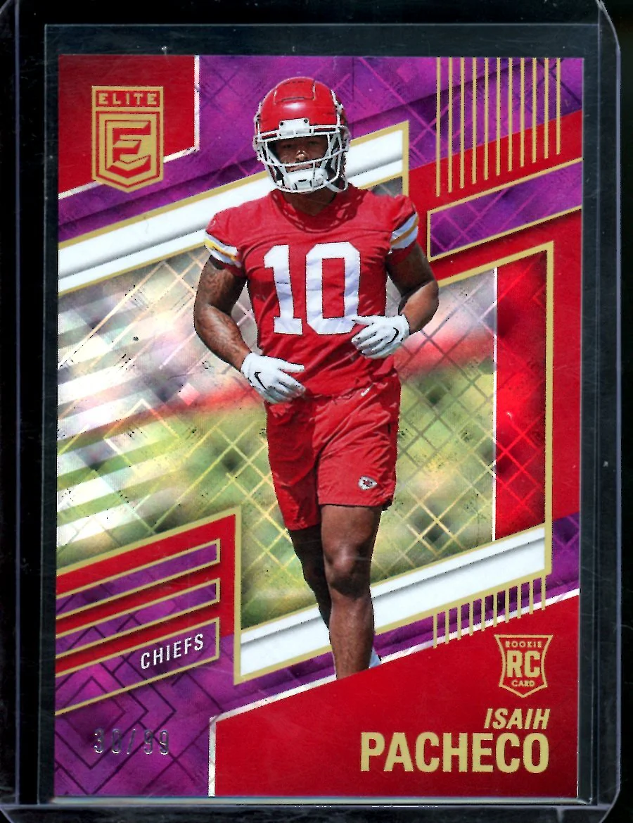 2022 Panini Elite Isaih Pacheco Rookie Purple /99 Chiefs