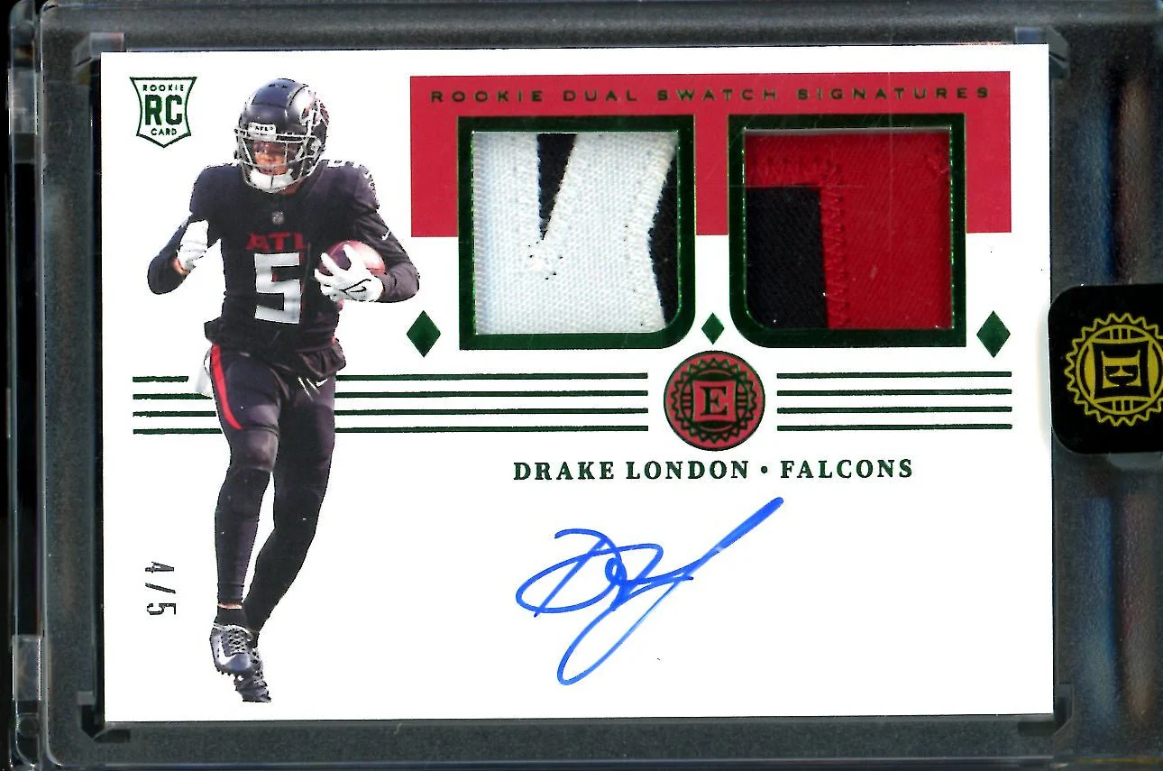 2022 Panini Encased Drake London Rookie Auto RPA Green /5 Falcons