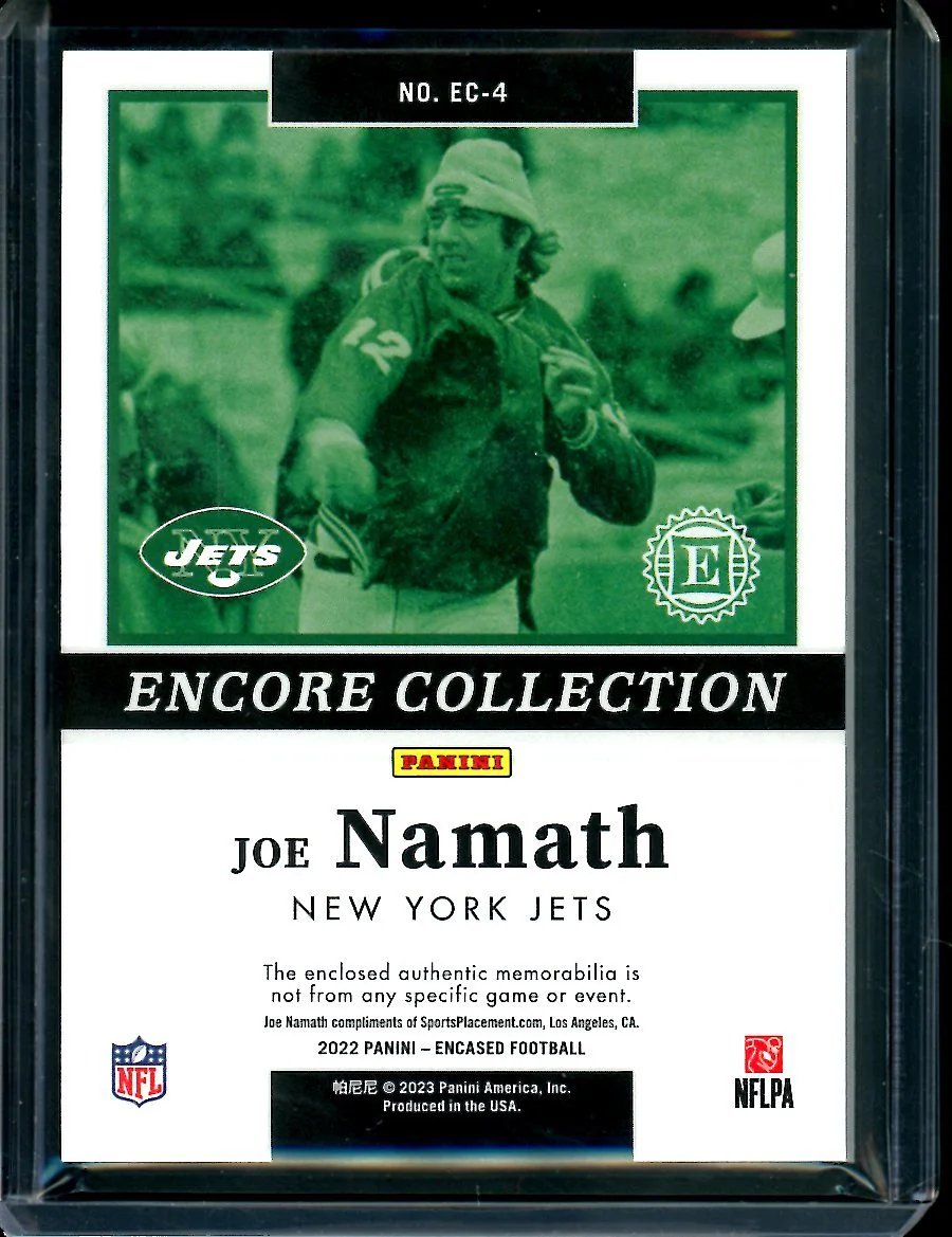 2022 Panini Encased Joe Namath Encore Collection Patch /50 Jets - Image 2