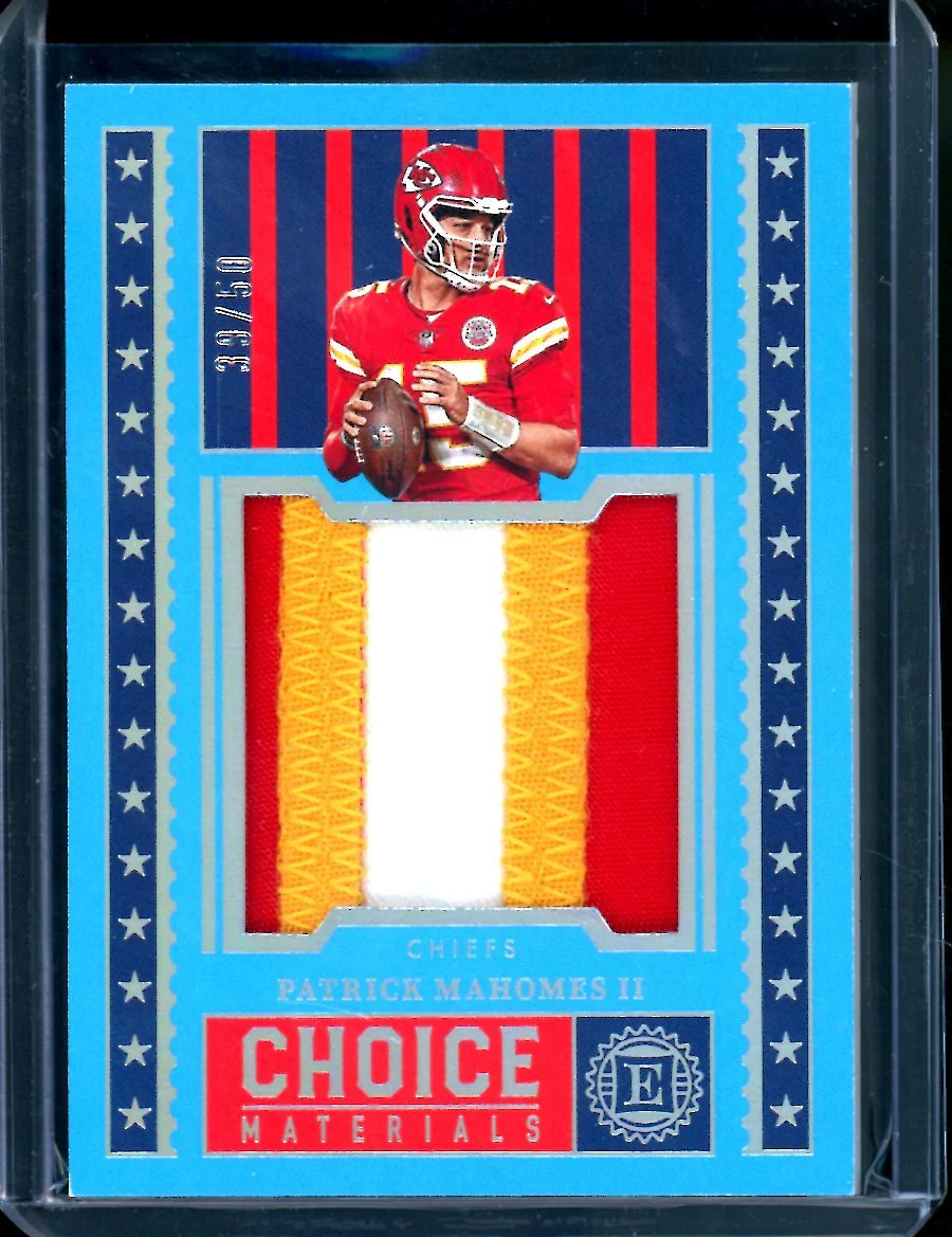 2022 Panini Encased Patrick Mahomes Choice Materials Patch Blue /50 Chiefs