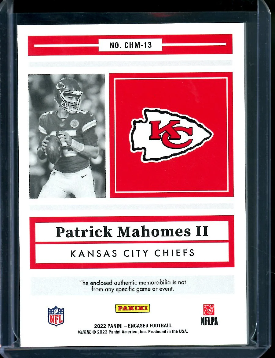 2022 Panini Encased Patrick Mahomes Choice Materials Patch Blue /50 Chiefs - Image 2