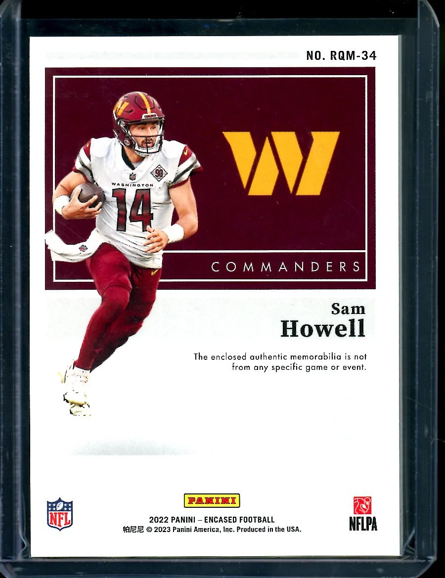 2022 Panini Encased Sam Howell Rookie Patch Yellow /25 Commanders - Image 2