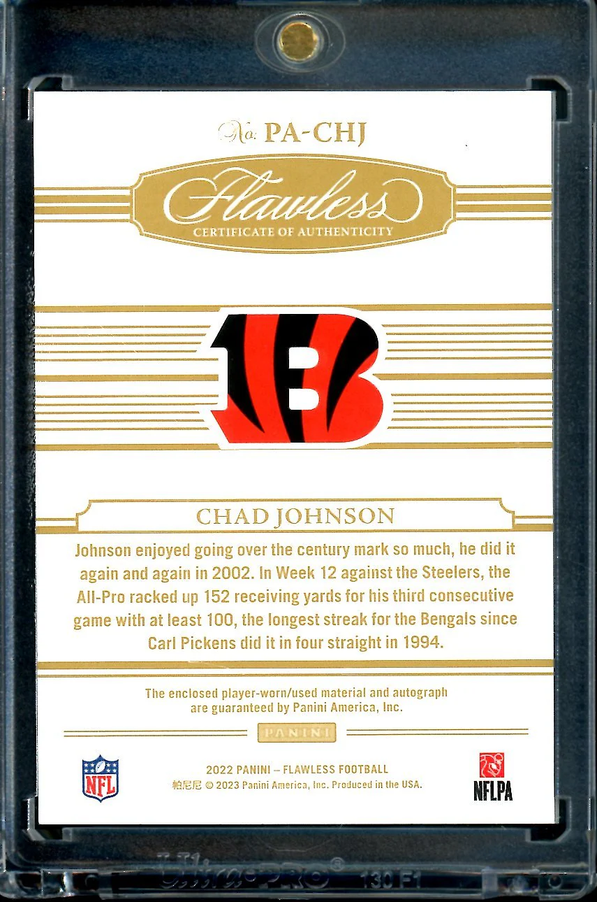 2022 Panini Flawless Chad Johnson Laundry Tage Patch Auto Green /3 Bengals - Image 2