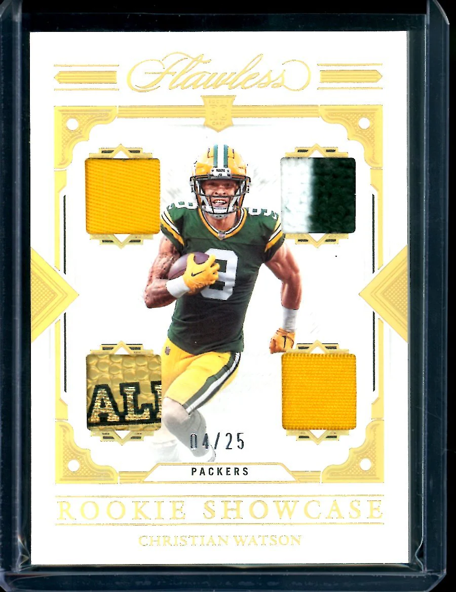 2022 Panini Flawless Christian Watson Rookie Showcase Patch Gold /25 Packers