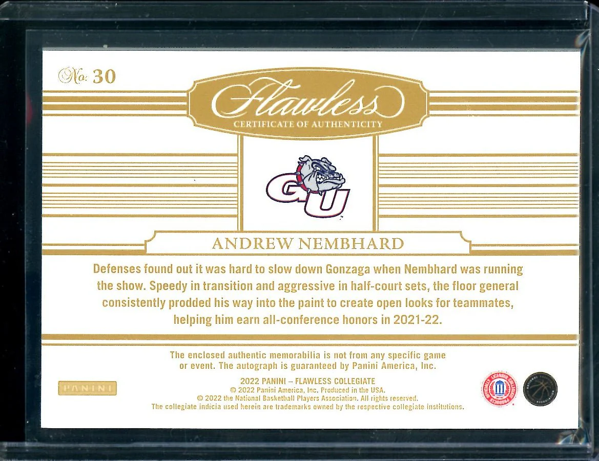 2022/23 Panini Flawless Collegiate Andrew Nembhard Rookie RPA /25 Pacers - Image 2