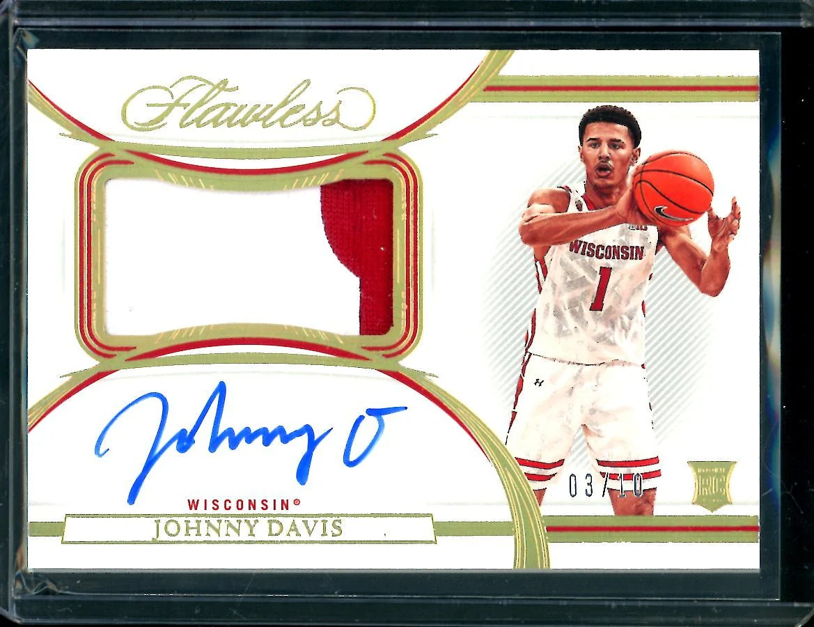 2022/23 Panini Flawless Collegiate Johnny Davis Rookie RPA Gold /10 Wizards