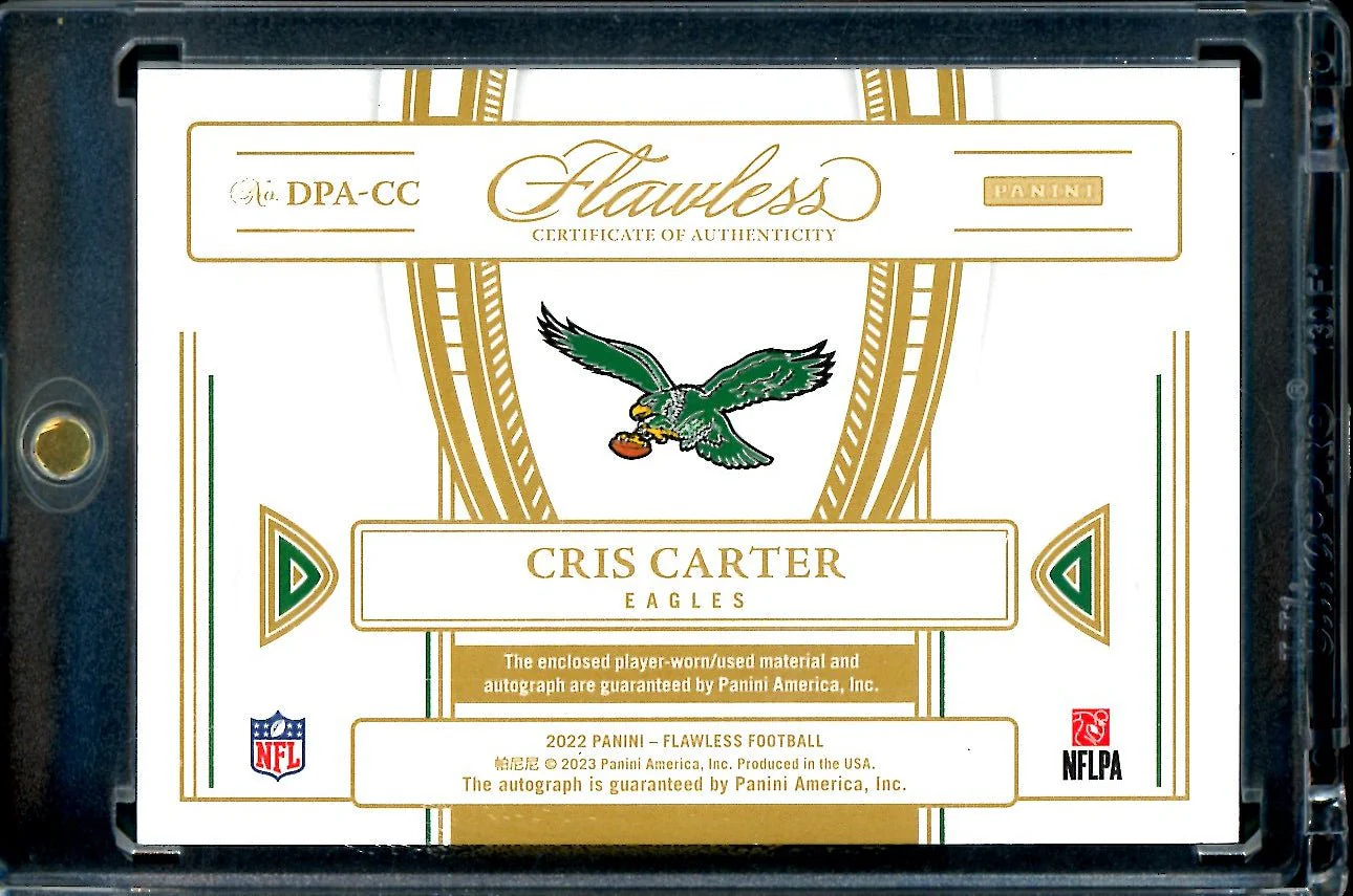 2022 Panini Flawless Cris Carter Distinguished Patch Auto Ruby /10 Eagles - Image 2