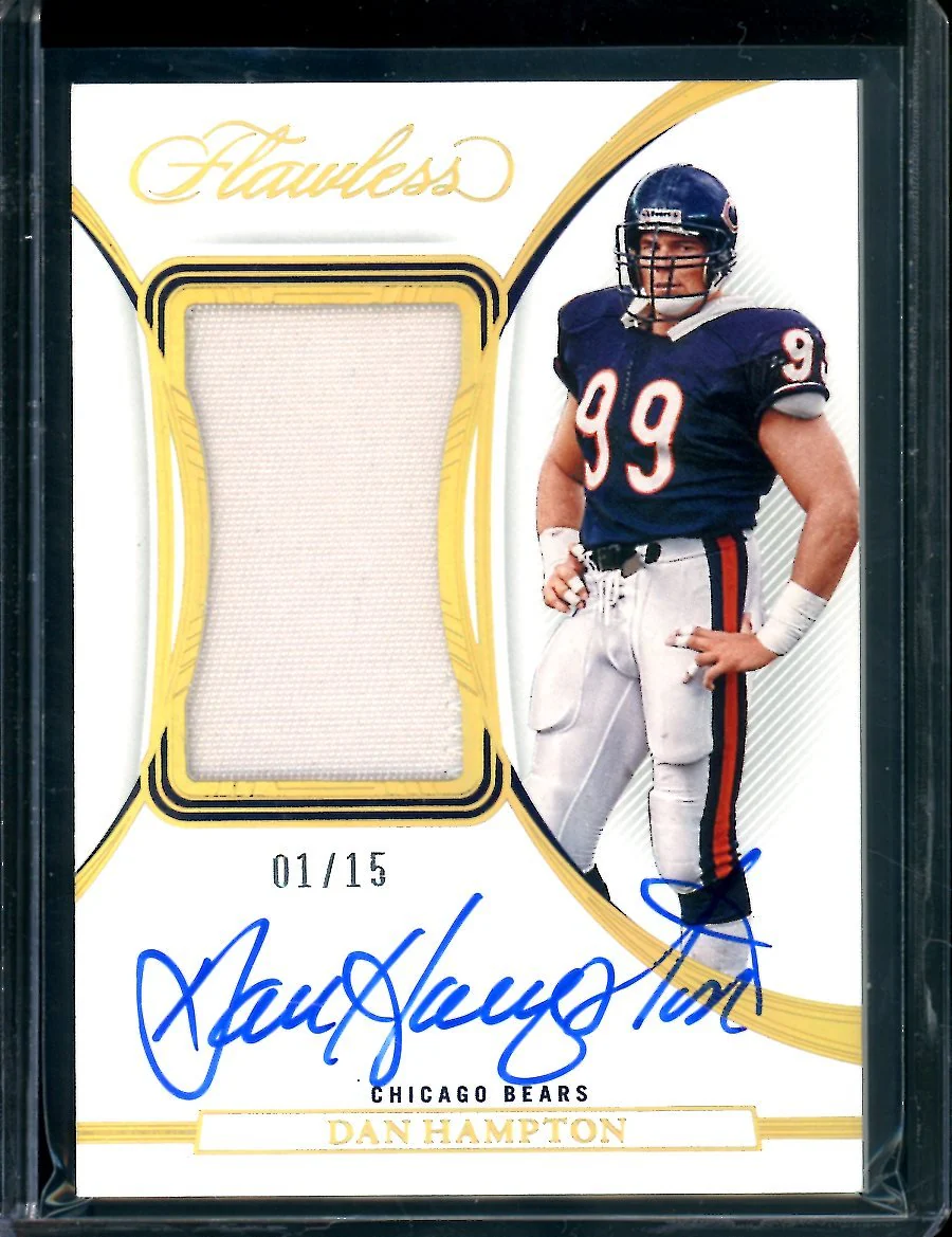 2022 Panini Flawless Dan Hampton Patch Auto Gold /15 Bears
