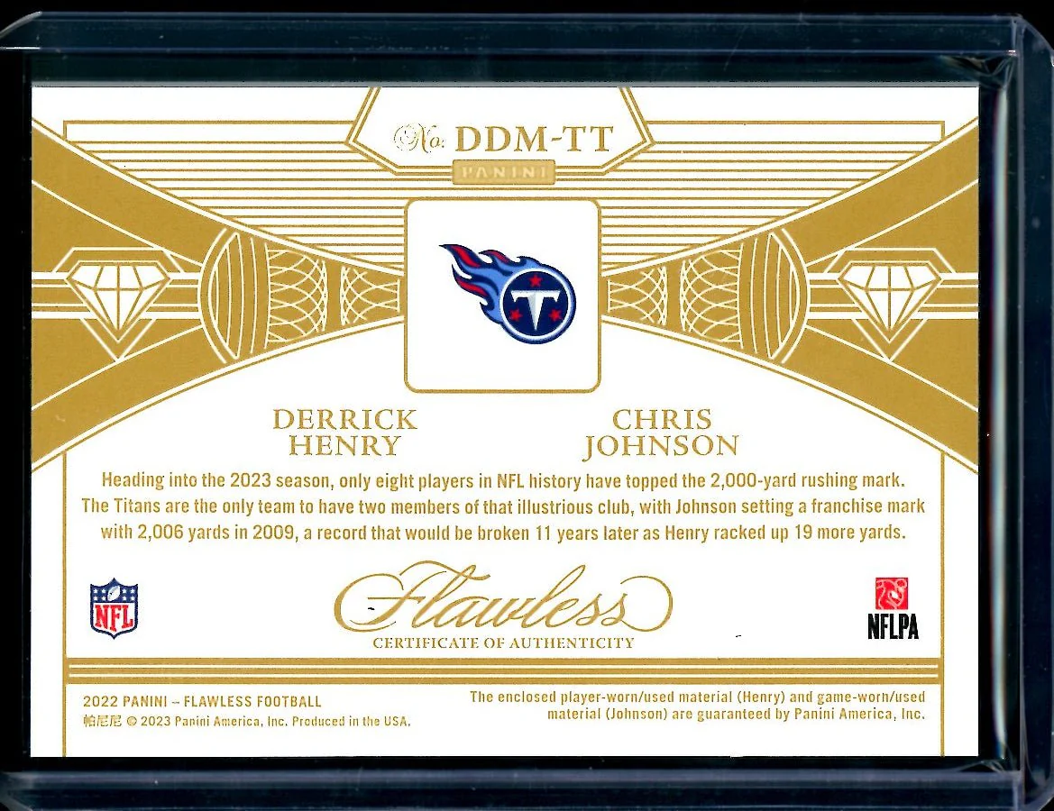 2022 Panini Flawless Derrick Henry/Chris Johnson Diamond Dual Patch /25 Titans - Image 2