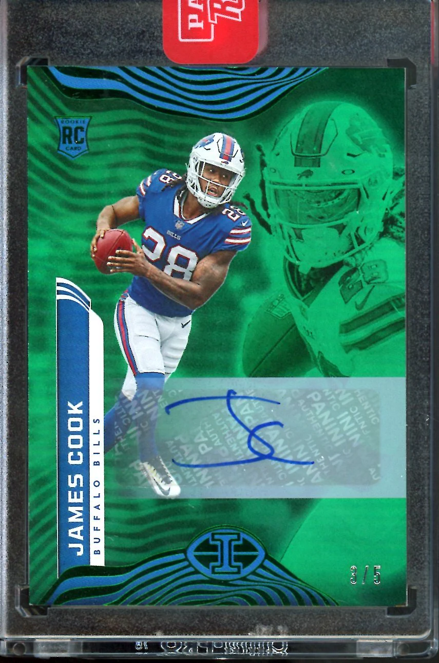 2022 Panini Illusions James Cook Rookie Auto Green /5 Bills